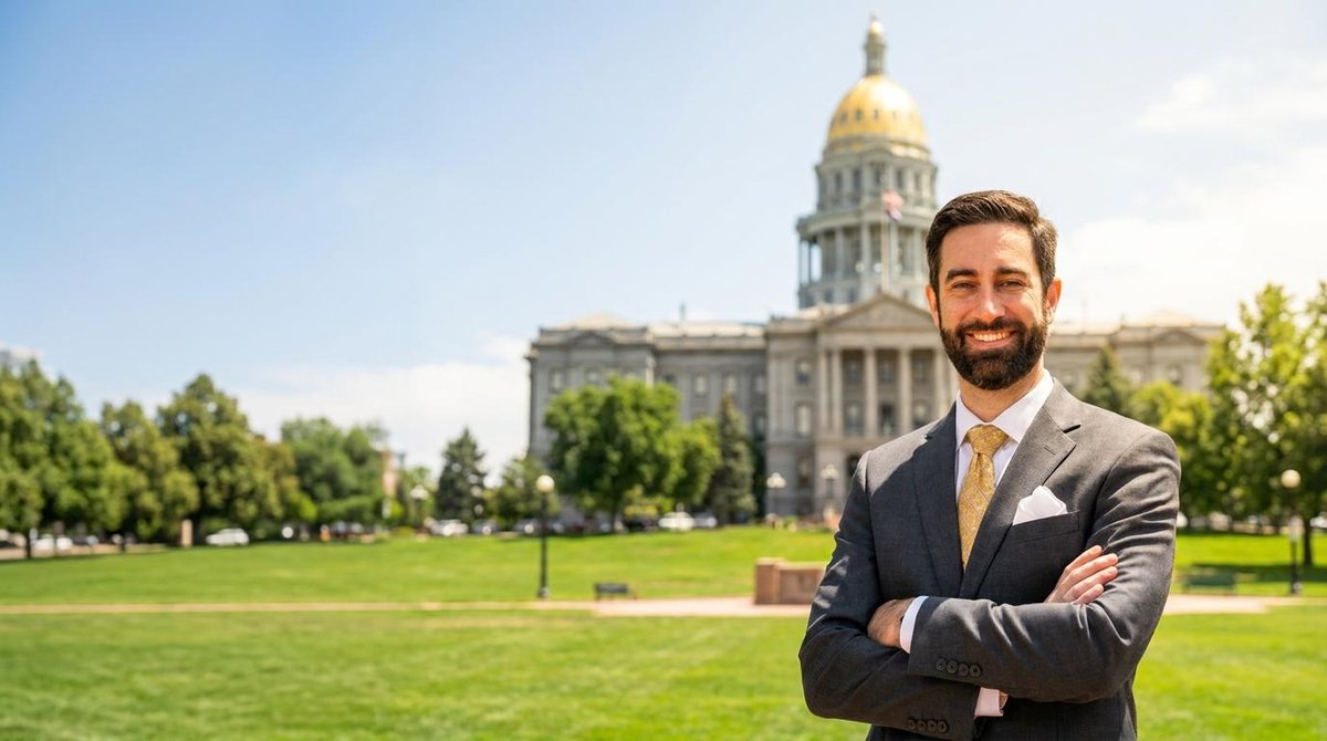 Ross Metler standing in front of the Colorado State Capitol